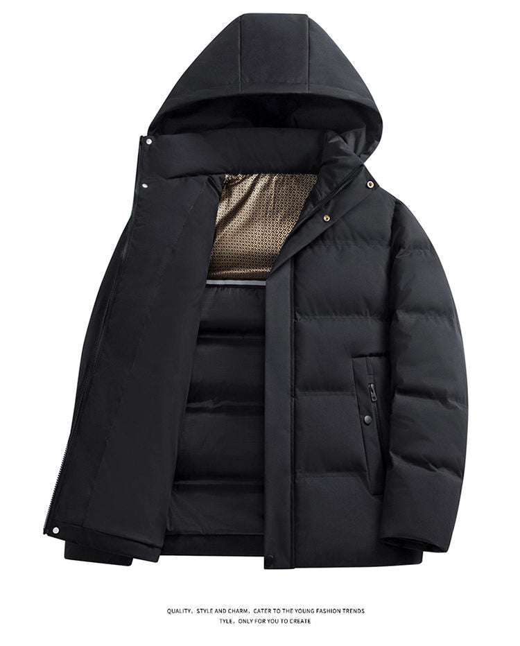 2024 Cross-border Foreign Trade Winter Middle-aged and Elderly Dad Clothes Men's Down Cotton-padded Coat Thickened Warm Hooded Cotton-padded Coat