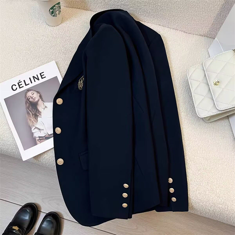Women's Blazer 2026 Spring and Autumn New Japanese Style School Uniform Badge Burgundy Small Blazer Jacket for Women