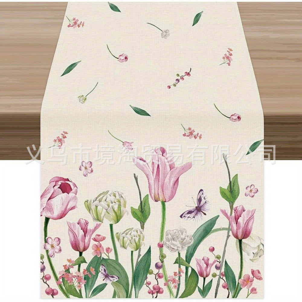 Linen Table Runner Pastoral Flower Lemon Summer Home Dining Table Outdoor Decoration Printed Tablecloth Table Runner
