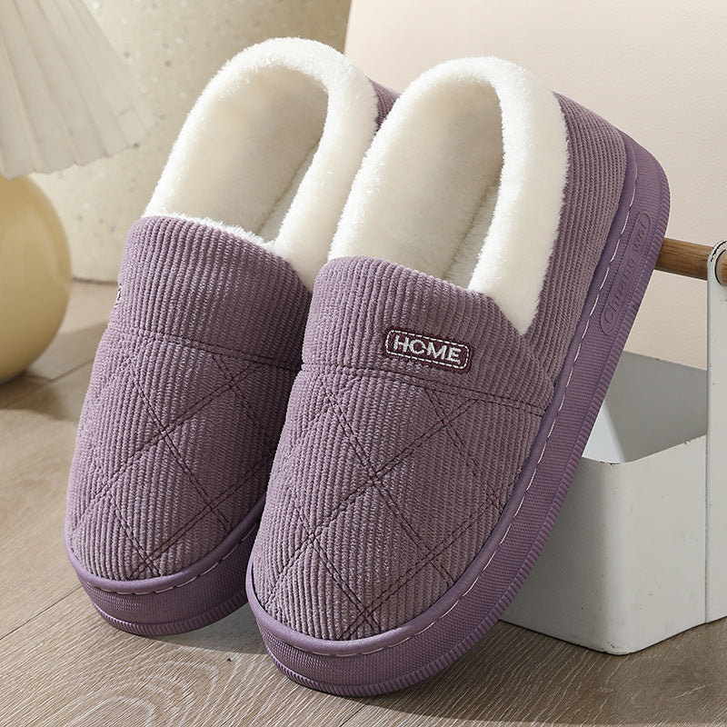 Winter Warm Short-tube Thick-soled Snow Boots for Women Couple Height-increasing fleece-lined Thickened Cotton Shoes for Interior and Exterior