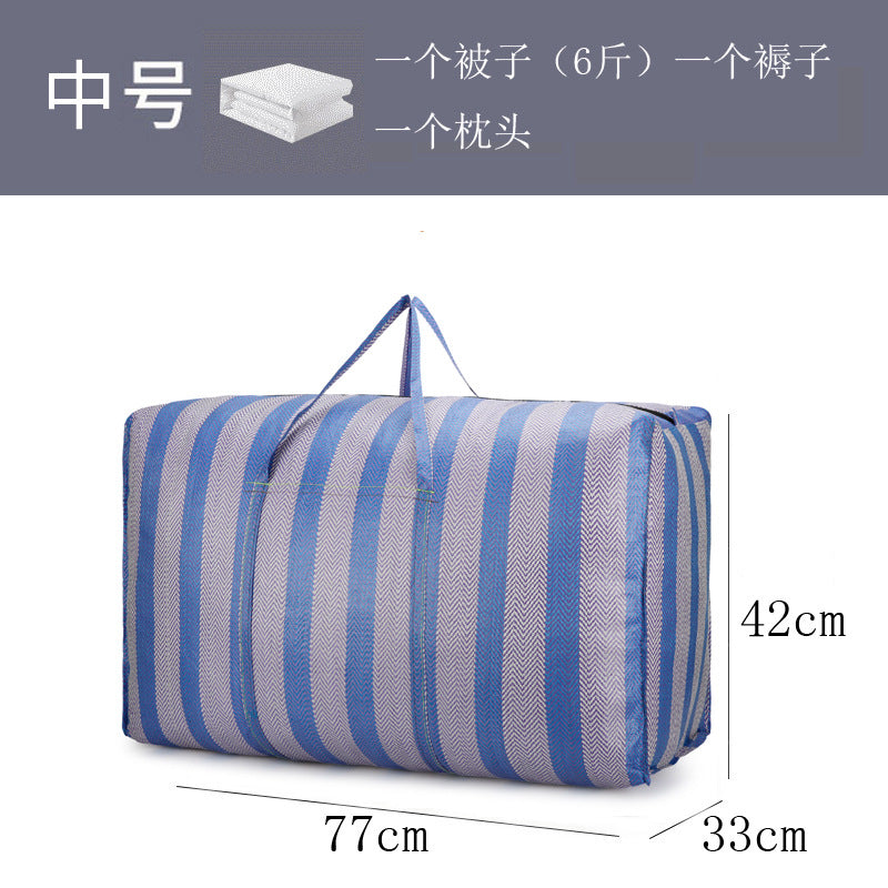 Nylon Woven Bag Student Moving Bag Large Capacity Luggage Moving Bag Blue and White Strip Packing Snakeskin Bag