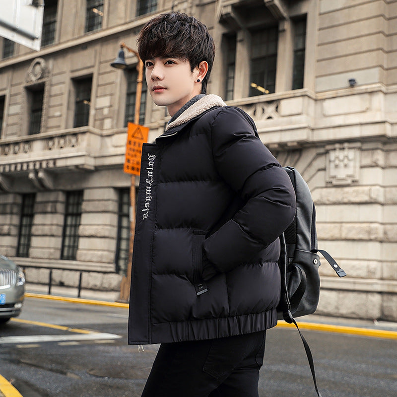 2025 Winter Cotton Jacket for Men, Fashionable and Popular Stand-Up Collar Windproof Cotton Coat, Trendy Korean Style Handsome Short Jacket for Students