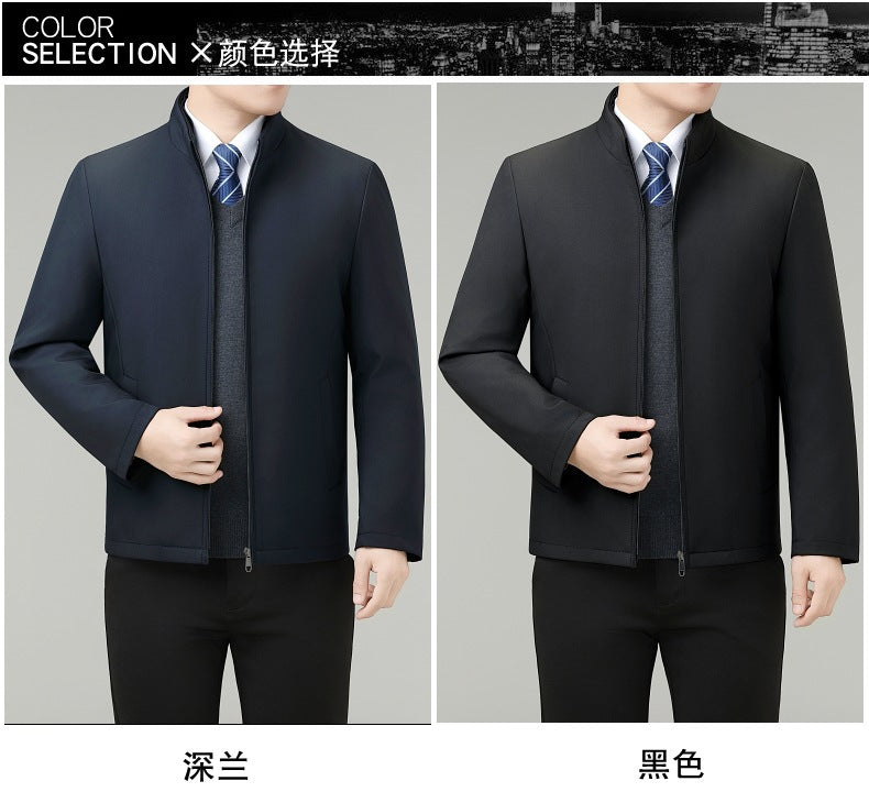 Casual Cotton-Padded Jacket for Small Men, Winter New Style, Dad's Stand-Up Collar Thickeneded Cotton-Padded Jacket, Middle-Aged Removable Liner Jacket