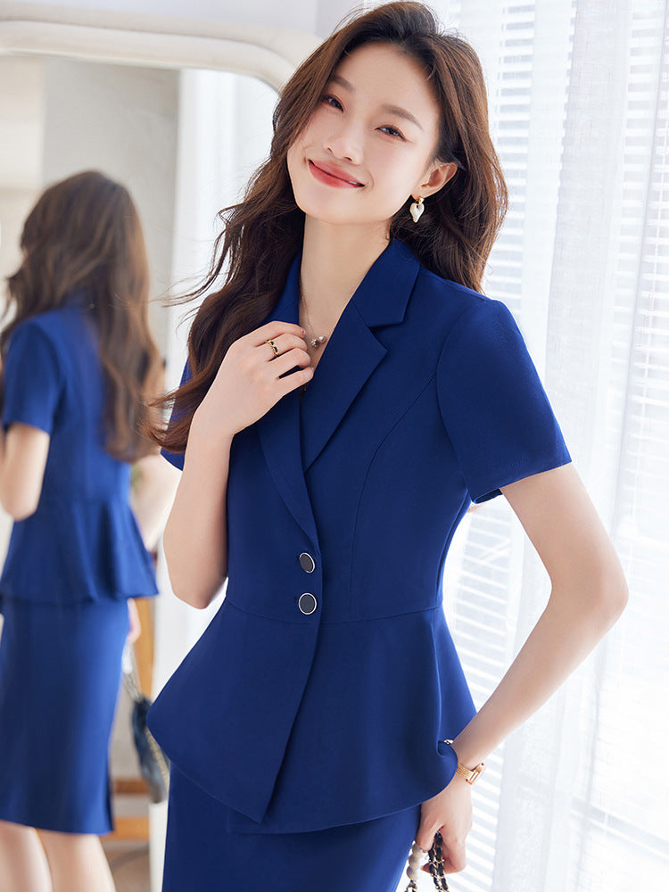 Short-Sleeved Suit Women's Summer 2025 New Classy Formal Hotel Jewelry Front Desk Professional Elegant Work Clothes