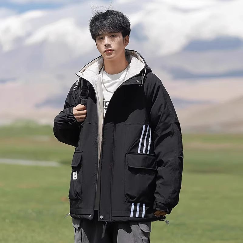 Woodpecker Assault down Cotton Jacket Men's Winter Thickeneded Warm Work Jacket Cotton Jacket New Hooded Winter Jacket