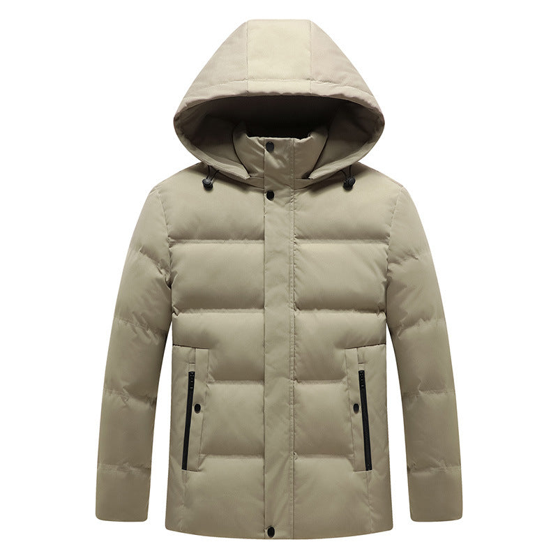 2024 Cross-border Foreign Trade Winter Middle-aged and Elderly Dad Clothes Men's Down Cotton-padded Coat Thickened Warm Hooded Cotton-padded Coat