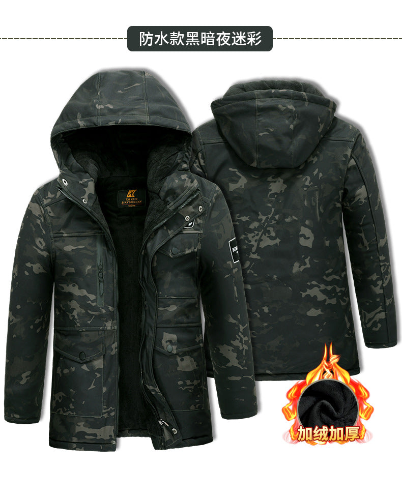 Thickened Camouflage Clothing, Fleece-Lined Cotton Coat, Warm, Cold-Proof, Windproof and Waterproof Cold Storage Labor Protection Clothing, Cotton-Padded Jacket, Cotton-Padded Work Clothes for Men