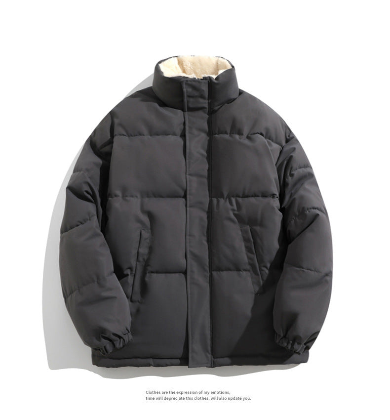 Cross-border Winter New Men's Loose Collar fleece-lined Cotton-padded Clothes Korean Style Youth Fashion Trendy Casual Cotton-padded Jacket