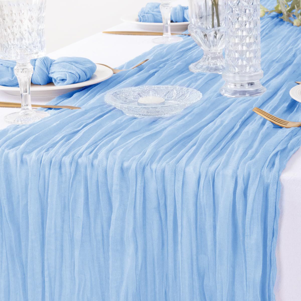Cross-border foreign trade wholesale Bali yarn wrinkled table flag twist table flag tablecloth wedding party decoration wrinkled table flag
