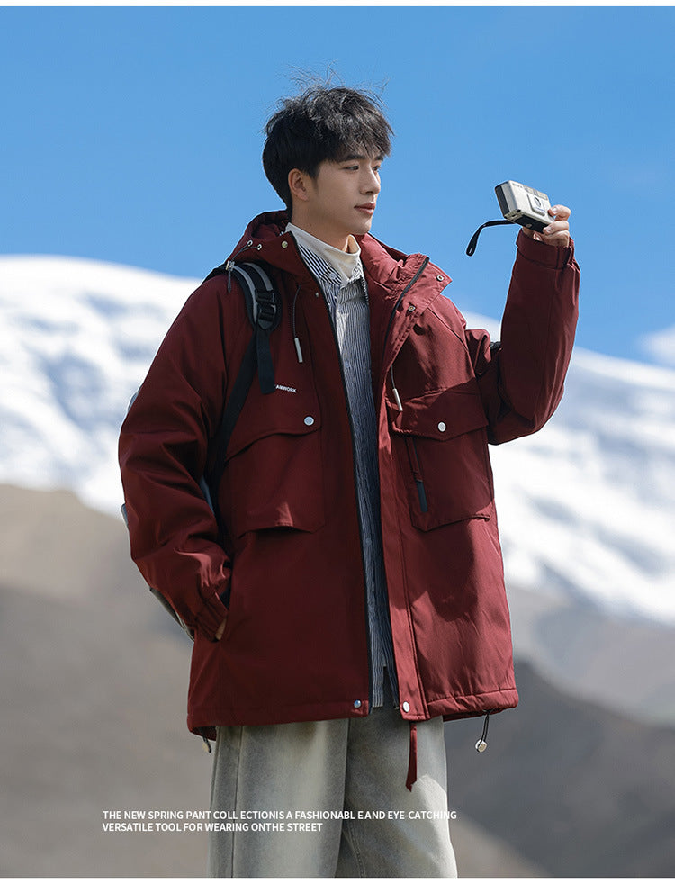 Woodpecker Assault down Cotton Jacket Men's Winter Thickeneded Warm Work Jacket Cotton Jacket New Hooded Winter Jacket