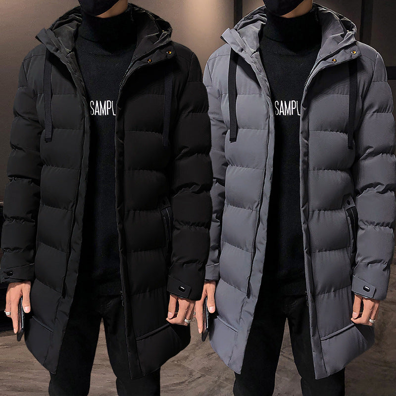 Mid-Length Cotton Outwear Men's Winter Jacket 2025 New Thickeneded Hooded Cotton Jacket Men's Korean Style Trendyy Cotton Jacket