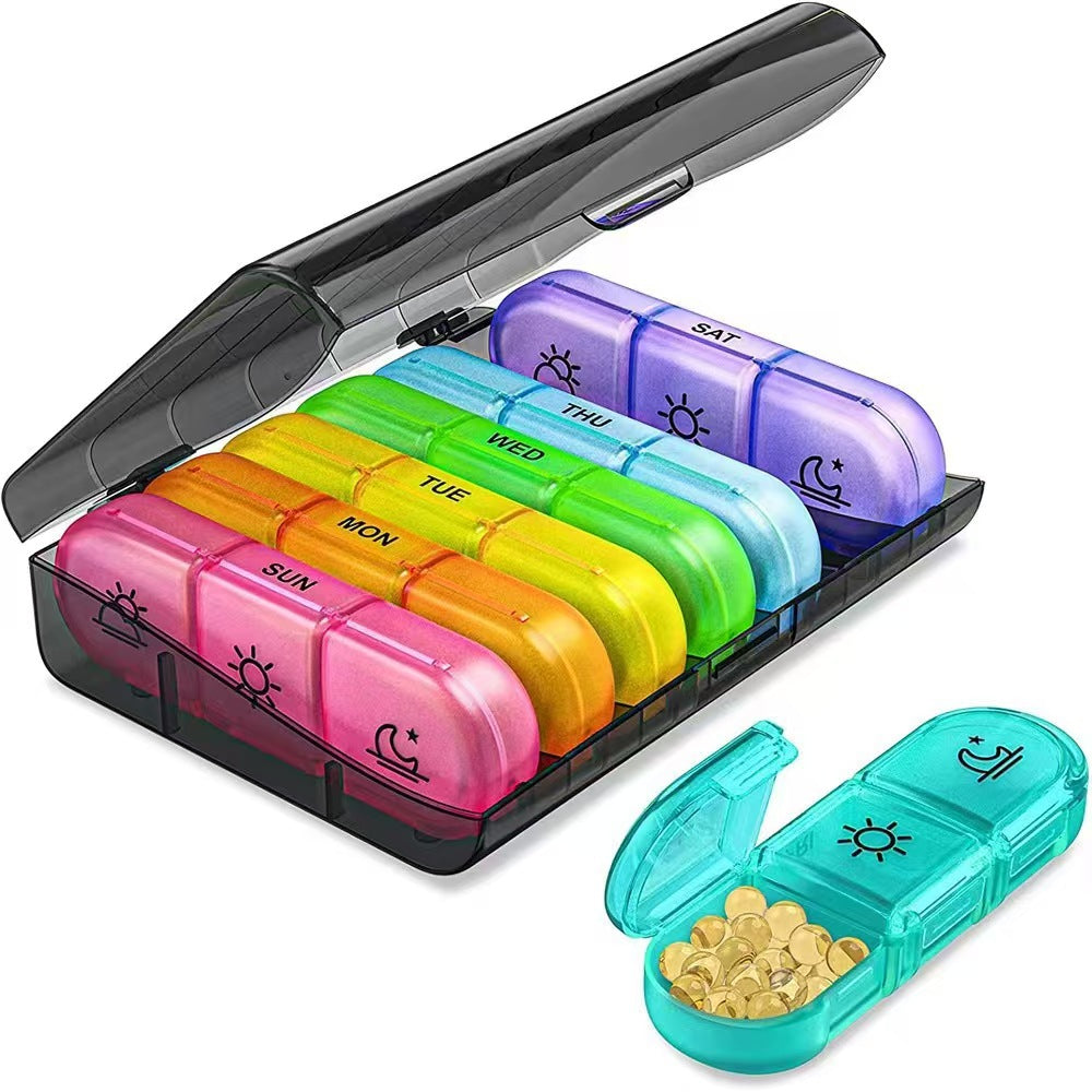 7-Day Portable Medicine Dispensing Box, Three Meals a Day, Morning, Noon and Evening, Dust-Proof Car Clean and Hygienic Storage Box