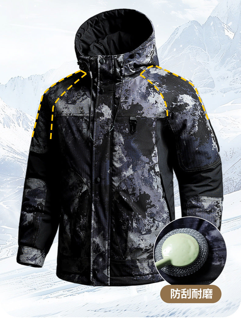 Autumn and Winter Tactical Camouflage Cotton Jacket Men's Cotton Jacket Jacket Cotton Jacket Hooded Jacket Thickeneded Work Clothes Outdoor