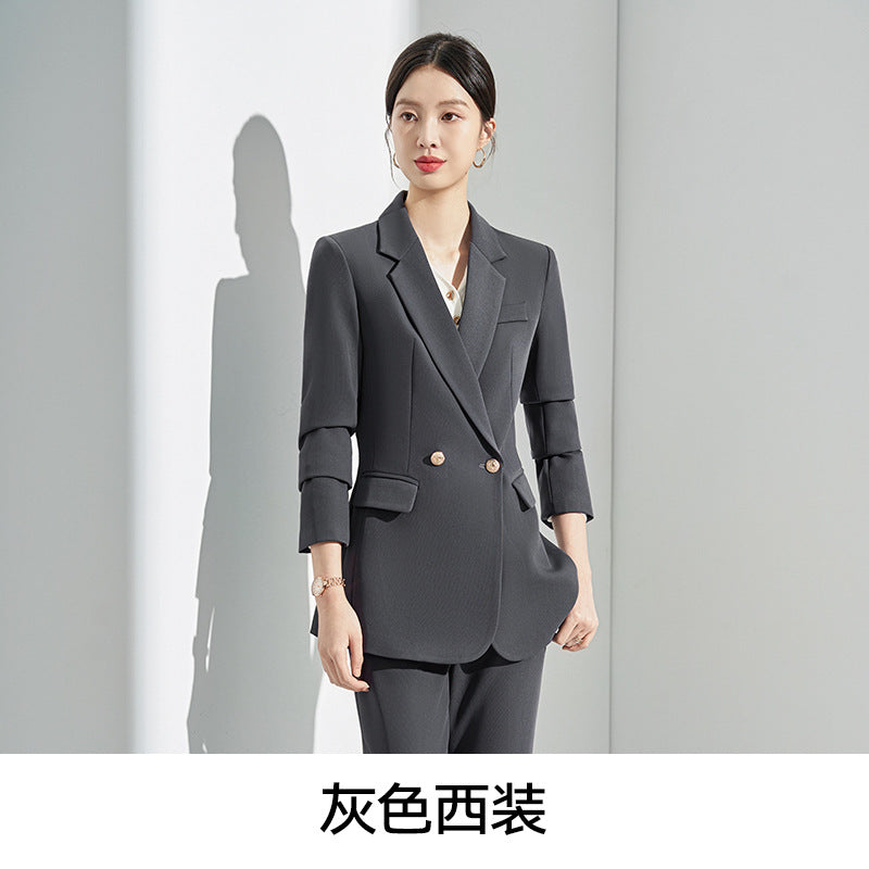 Gray Suit Women's Formal Wear 2025 New Spring & Fall Small High-End Elegant Professional Suit Work Clothes