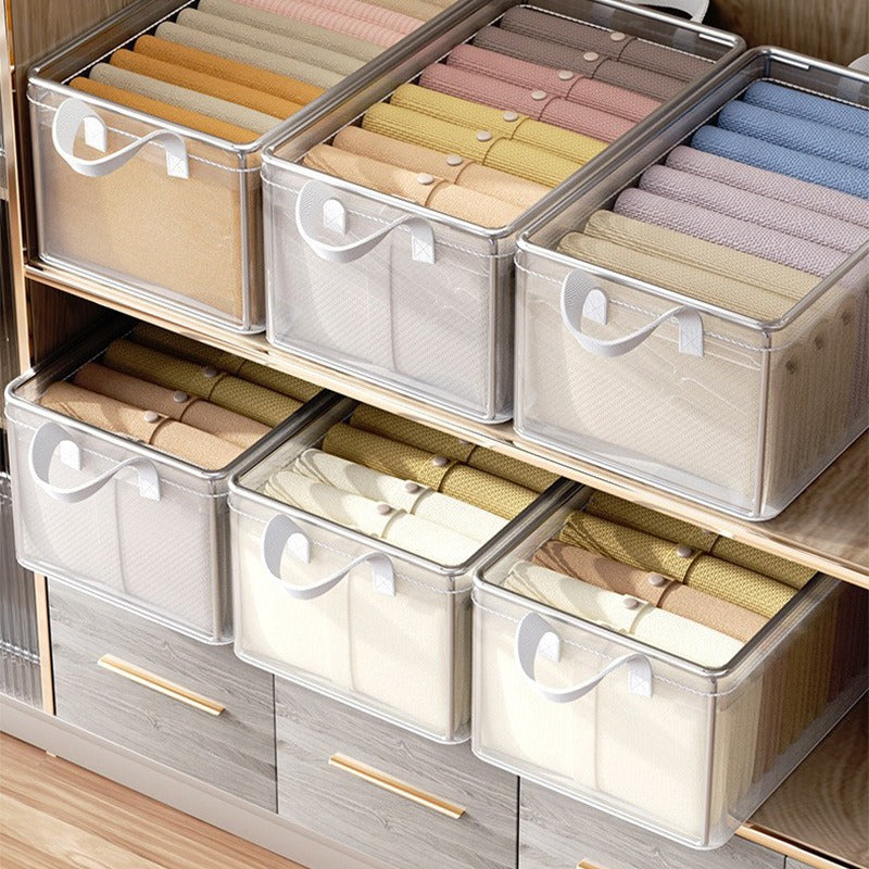 Large-Capacity Steel Frame Support Pvc Clip Mesh Cloth Transparent Clothes Storage Box Foldableable Household Multi-Functional Storage Box