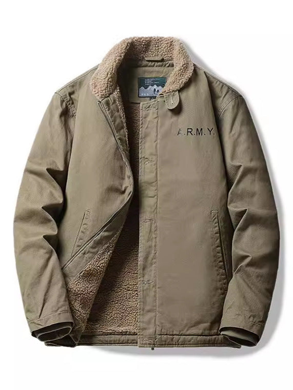 Cross-Border Winter N1 Deck Cotton Outwear, Middle-Aged Thickeneded Velvet Work Jacket, Retro Cashmere Jacket for Men