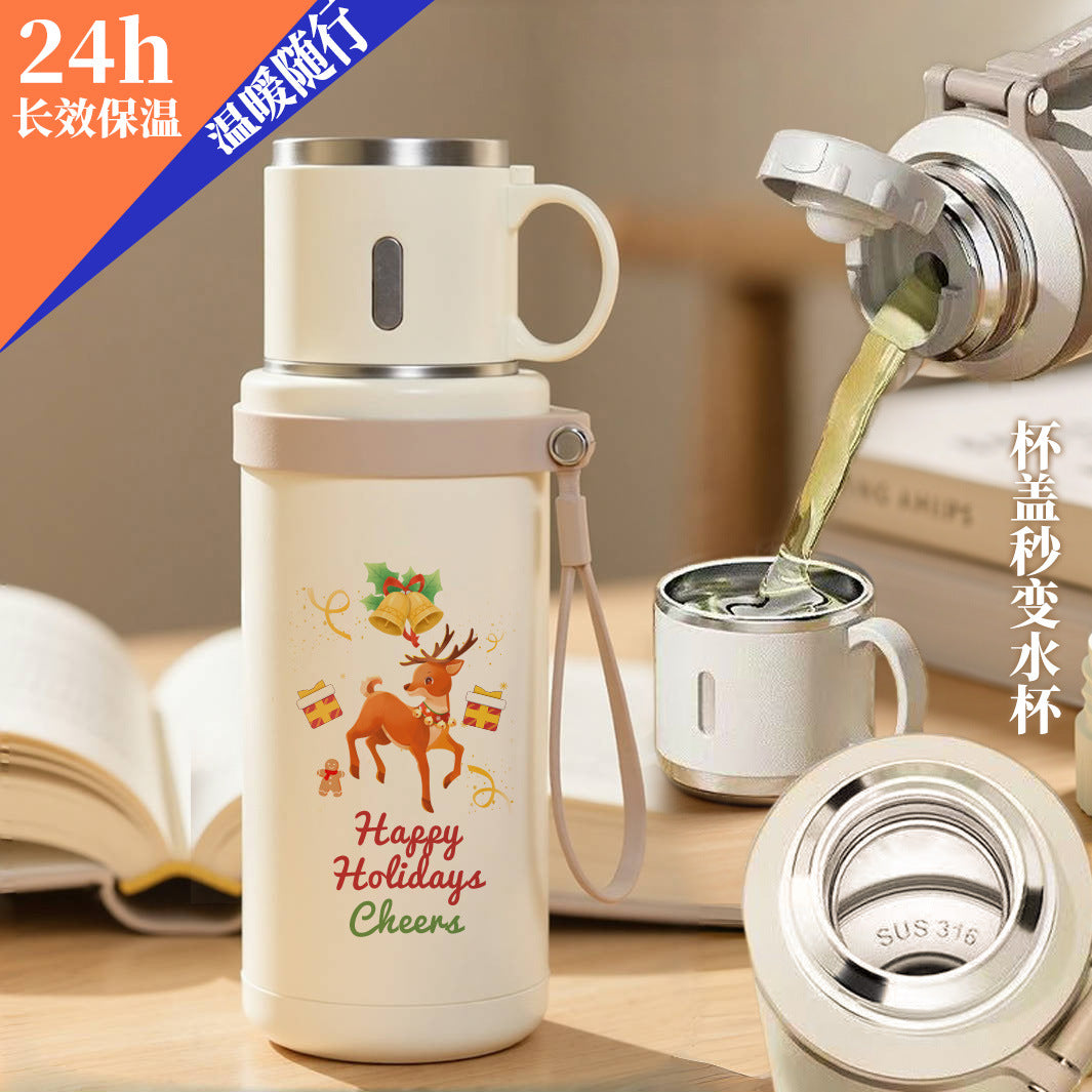 Foreign Trade Christmas Gift Thermos Cup, Large Capacity Water Bottle, Outdoor Sports Water Bottle, Cold-Keeping Ice Cup, Customizable