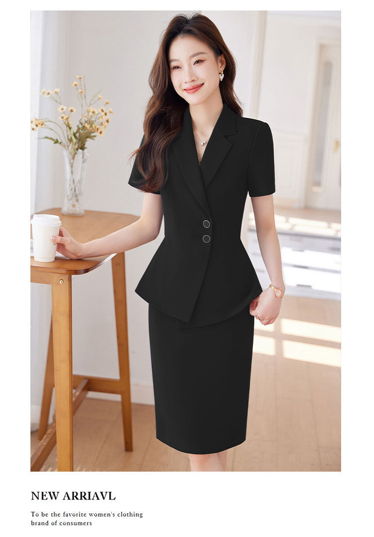 Short-Sleeved Suit Women's Summer 2025 New Classy Formal Hotel Jewelry Front Desk Professional Elegant Work Clothes