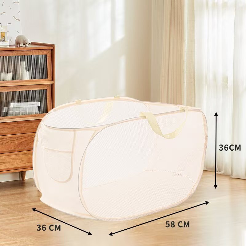 Dirty Clothes Basket, Foldable Large-Capacity Household Mesh Laundry Basket, Bathroom Storage Basket for Dirty Clothes