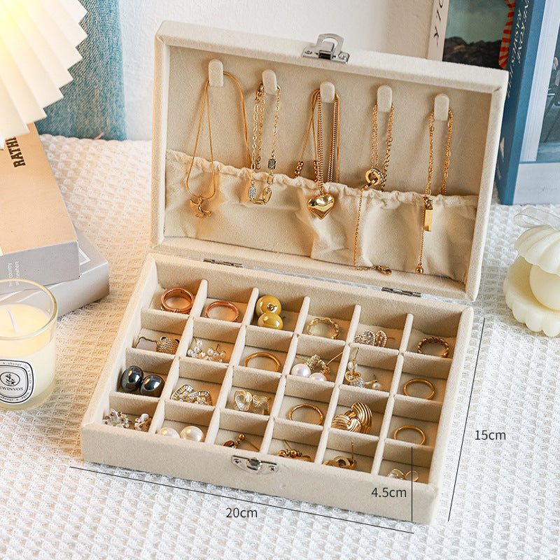 Flannel Jewelry Storage Box Dustproof High-grade Large Capacity Jewelry Box Earrings Bracelet Necklace Storage Display Jewelry Box