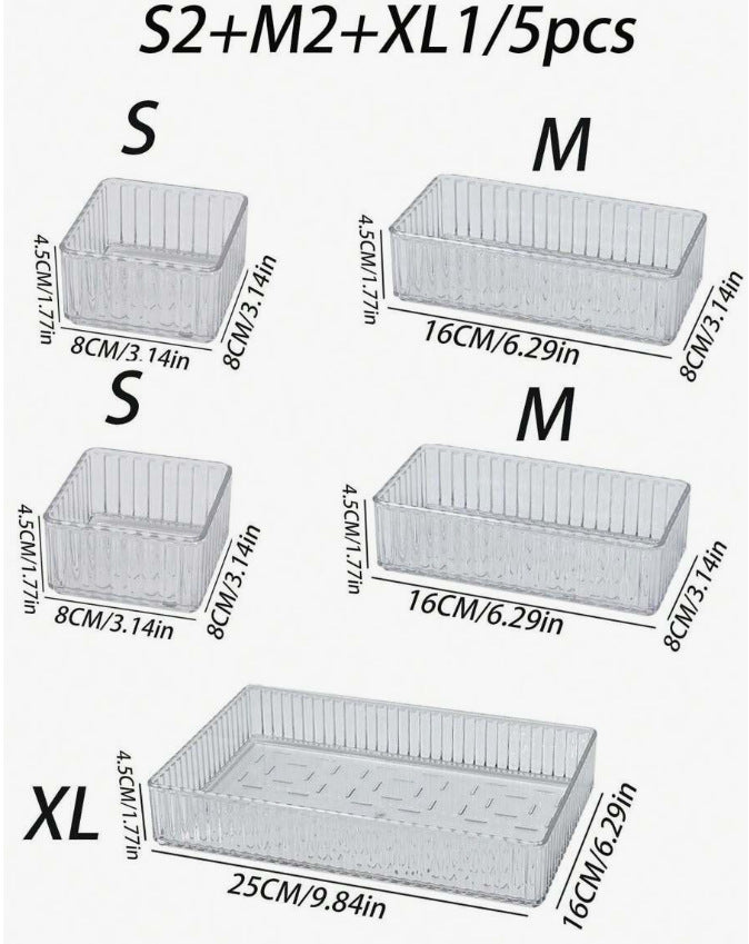 Transparent Wavy Drawer Storage Box Can Be Stacked with Storage Racks Desktop Cosmetics Storage Basket Sundry Partition Box