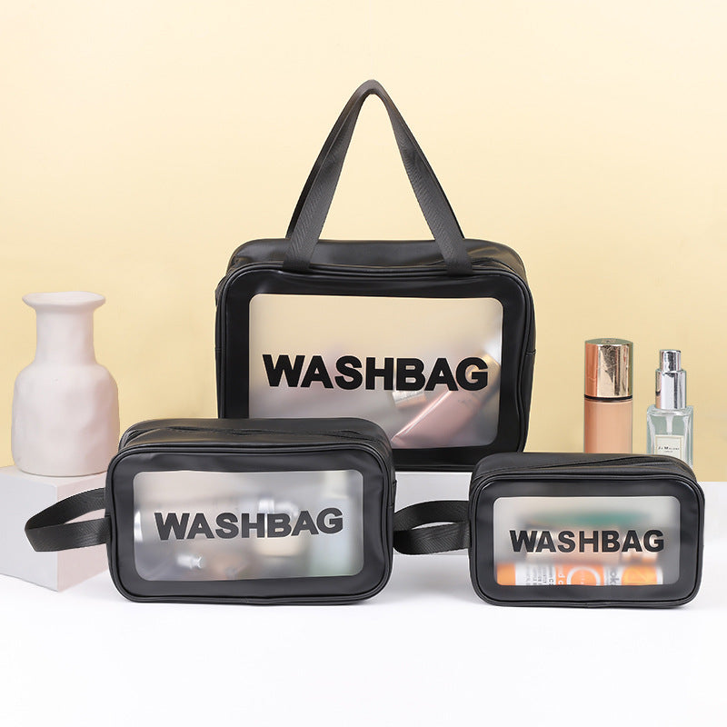 PU cosmetic bag large capacity dry and wet separate wash bag PVC transparent frosted bath bag travel portable storage bag