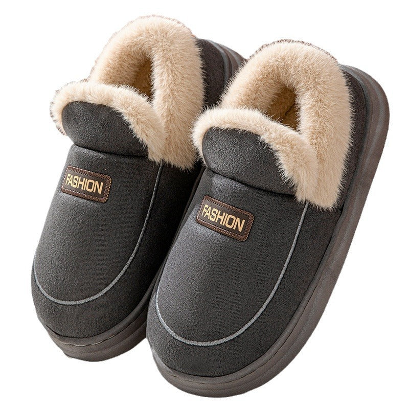 2024 cross-border foreign trade in stock old cotton shoes men and women winter wear bag heel fleece-lined indoor warm thick-soled cotton shoes men