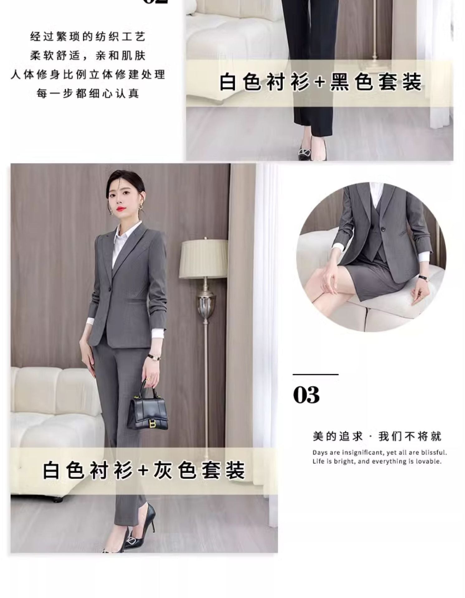 Gray Suit Women's Professional Suit Spring and Autumn Hotel Workwear Elegant Interview Formal Wear Plus Size Workwear