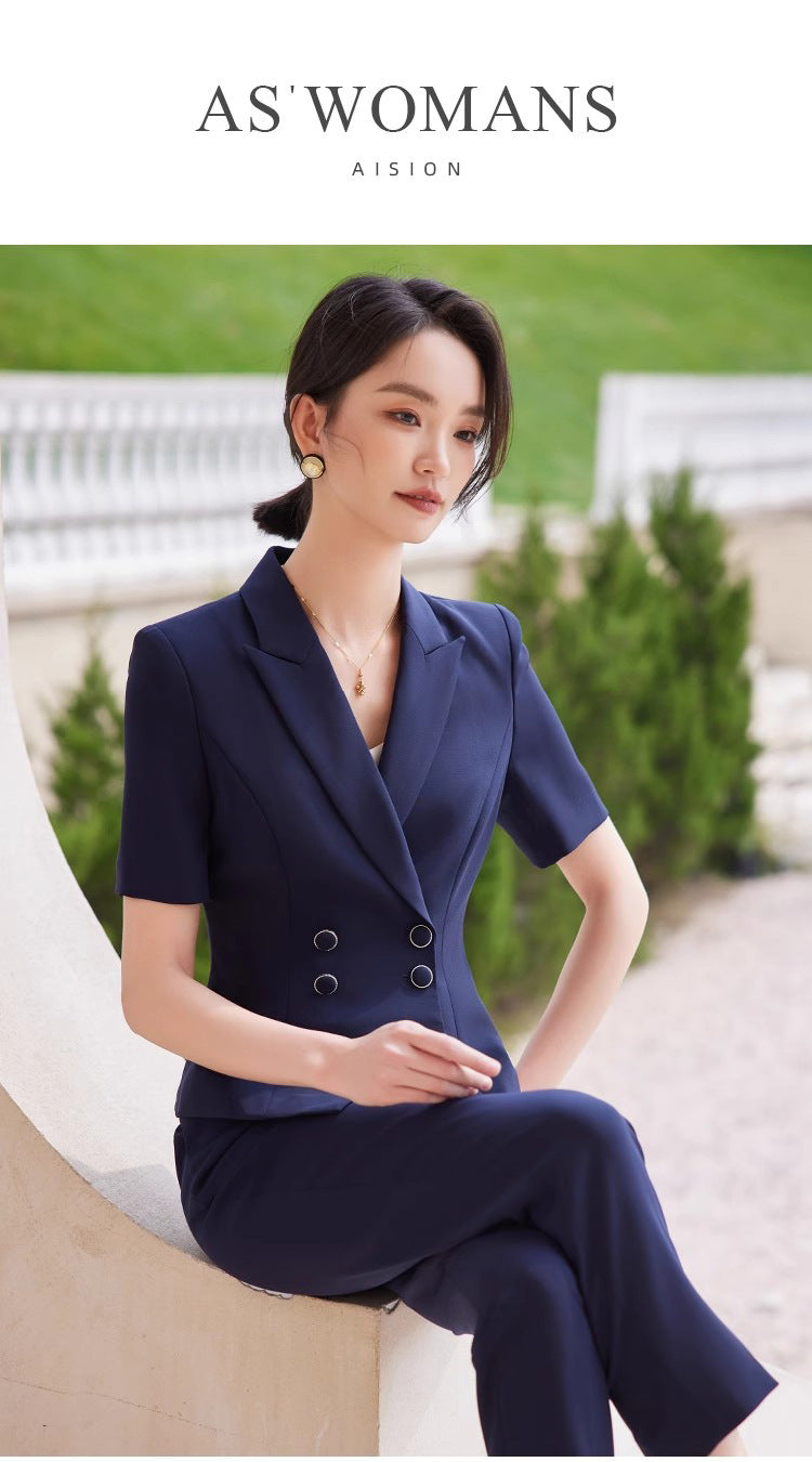 Aishangchen Sales Department Temperament Suit 2025 New Work Clothes Professional Business Short-Sleeved Suit Professional Wear