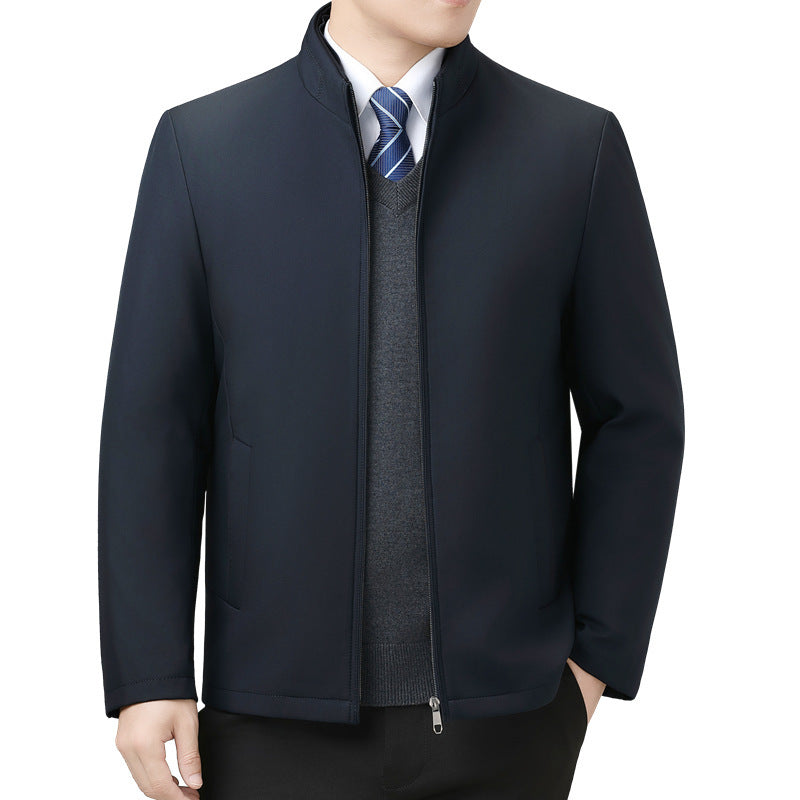 Casual Cotton-Padded Jacket for Small Men, Winter New Style, Dad's Stand-Up Collar Thickeneded Cotton-Padded Jacket, Middle-Aged Removable Liner Jacket