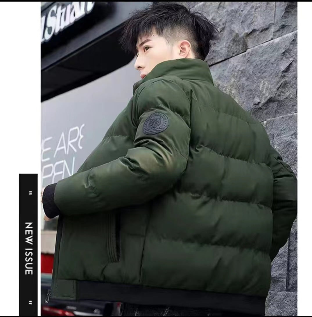 Winter Men's Stand-Up Collar Cotton Outwear, Thickeneded Warm Cotton Outwear, Korean Style Casual Cotton Outwear, Cross-Border Hot Sale Spot Batch