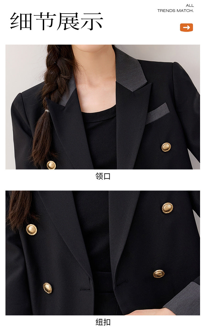Cross-Border Black Short Blazer for Women, Petite Size, Suitable for College Students, Teacher Qualification Interview, Formal Attire, Elegant Suit with Skirt