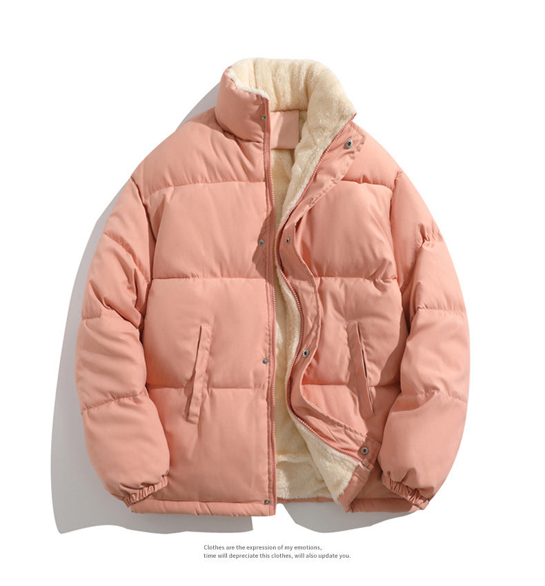 Cross-border Winter New Men's Loose Collar fleece-lined Cotton-padded Clothes Korean Style Youth Fashion Trendy Casual Cotton-padded Jacket