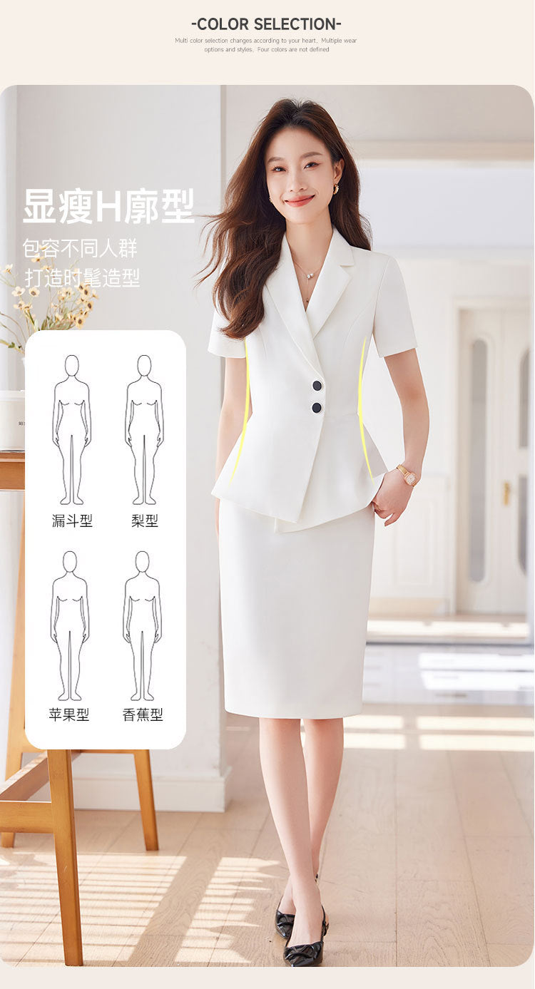 Short-Sleeved Suit Women's Summer 2025 New Classy Formal Hotel Jewelry Front Desk Professional Elegant Work Clothes