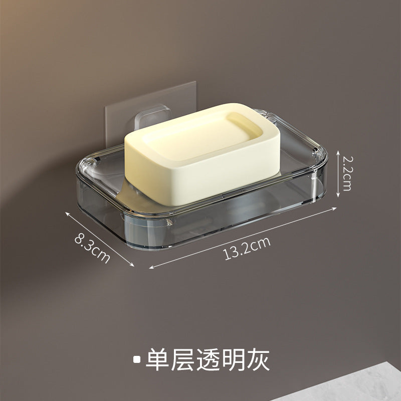 Light Luxury Soap Box Suction Cup Wall-mounted Non-perforated Draining Toilet Drainage Soap Box Rack Household Bathroom