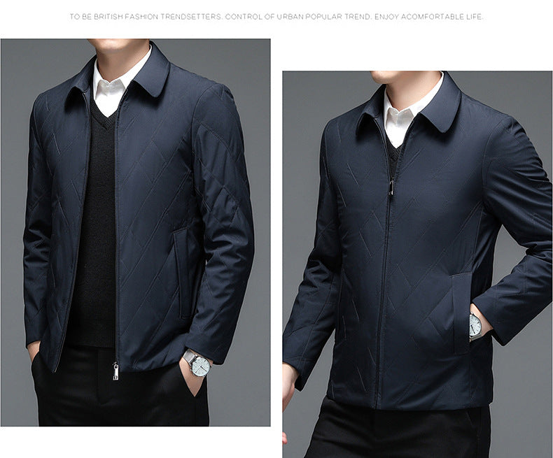 Middle-Aged Men's Jacket 2025 Winter New Style Lapel Middle-Aged Dad's Cotton-Padded Jacket Business Casual Men's Jacket Dropshipping