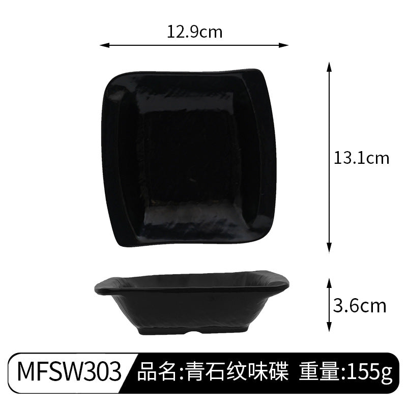 Black melamine in stock imitation porcelain simple Japanese style stone pattern square tableware household restaurant pickle sauce small dish