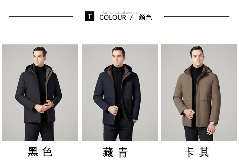 Authentic Men's Cotton Coat for Autumn and Winter, New Trendy Business Casual Loose Hooded Cotton Jacket, Thickened and Warm