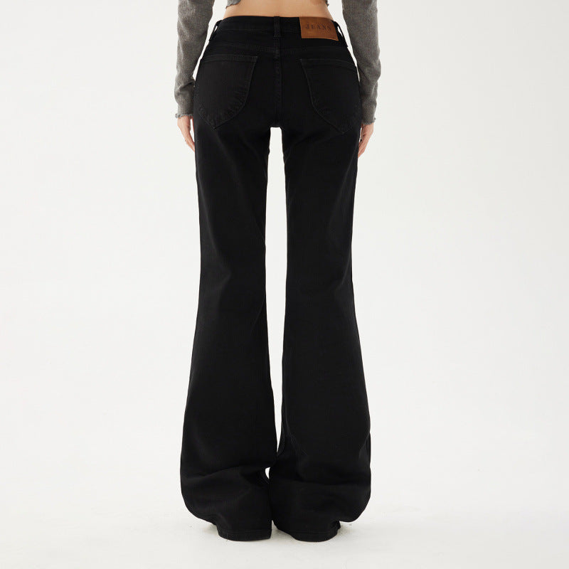 Yc&2-Color American Retro Low-Waist Sexy Flared Pants for Autumn and Winter Micro-Elastic Versatile Slimming Look Jeans for Women