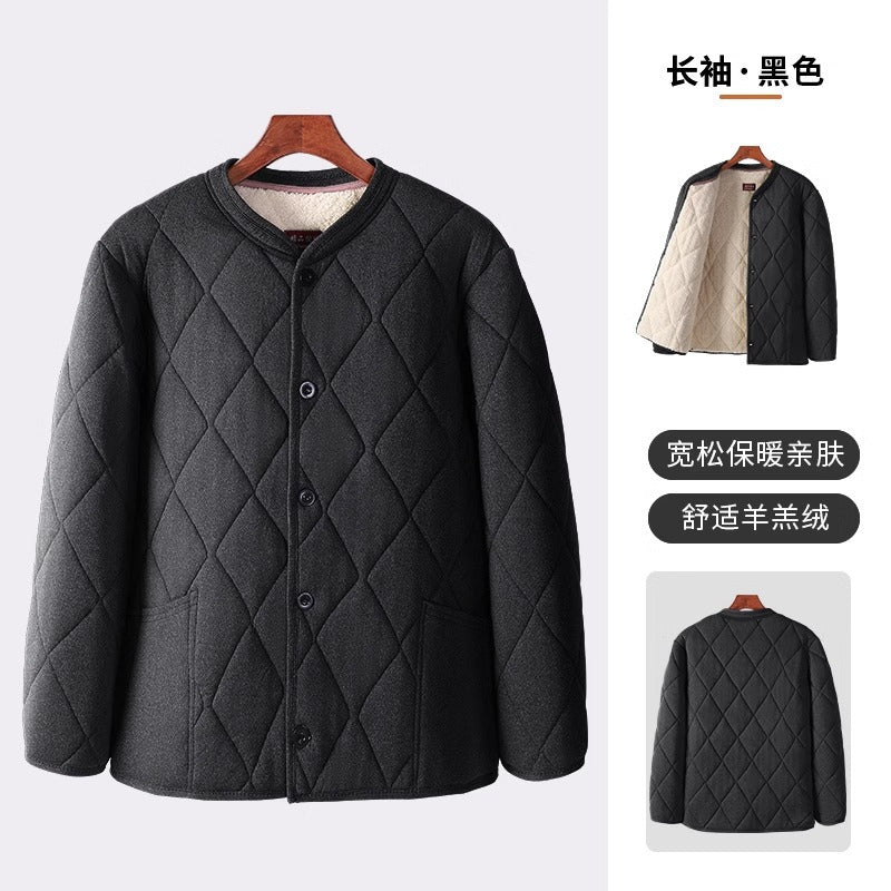 Old People's Cotton-padded Coat fleece-lined Thickened Dad's Cotton-padded Coat Grandpa Lamb Velvet Warm Cotton-padded Coat Home Loose Small Cotton-padded Coat
