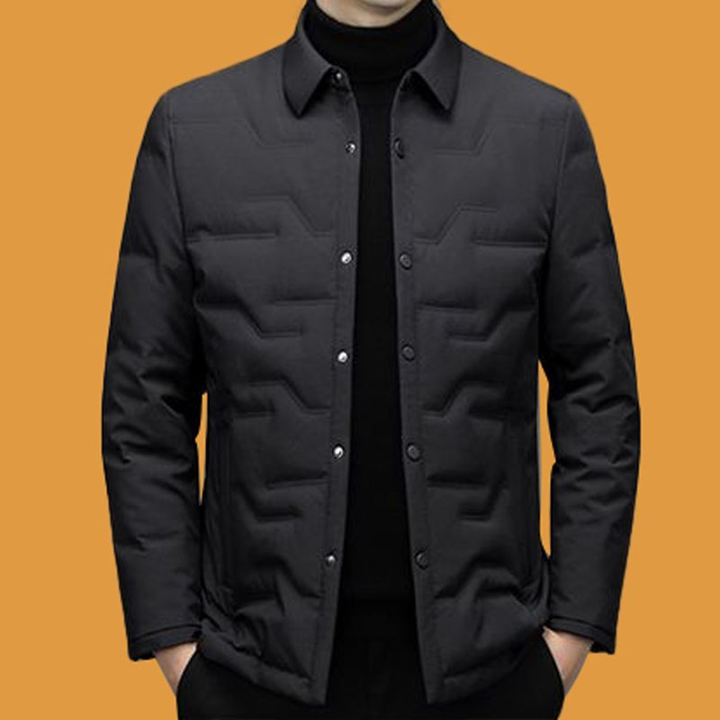 Middle-Aged Men's Autumn and Winter Lapel Jacket, Dad's Cotton Coat, Thickened Warm Cotton-Padded Jacket, Men's Winter Cotton Coat