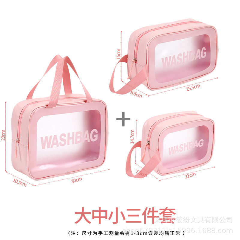 Korean Satchel Cosmetic Bag Pvc Dry and Wet Separation Toiletry Bag Satchel Waterproof Bath and Swimming Frosted Storage Bag