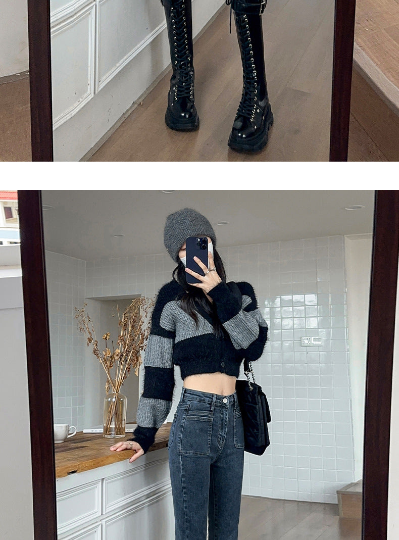 Retro High-Waisted Jeans for Women 2025 Autumn New Slimming Look Design Elastic Tight Pencil Pants