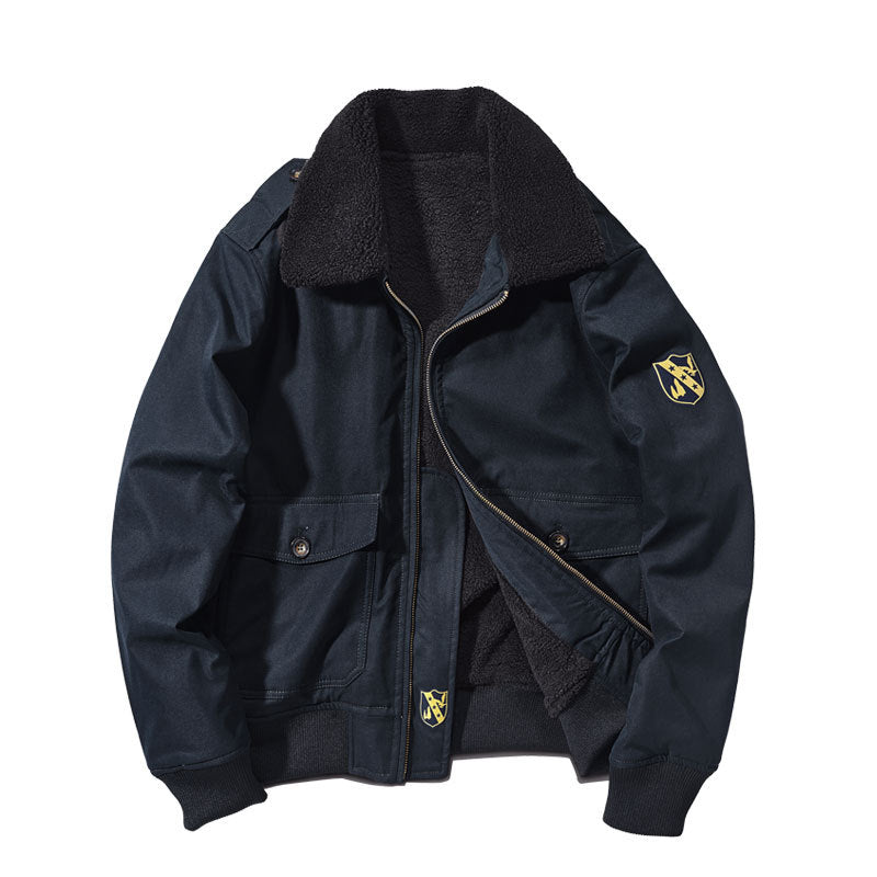 Factory direct winter plus velvet men's cotton-padded overalls cotton-padded jacket coat fur collar thickened pilot cotton-padded jacket 89K16