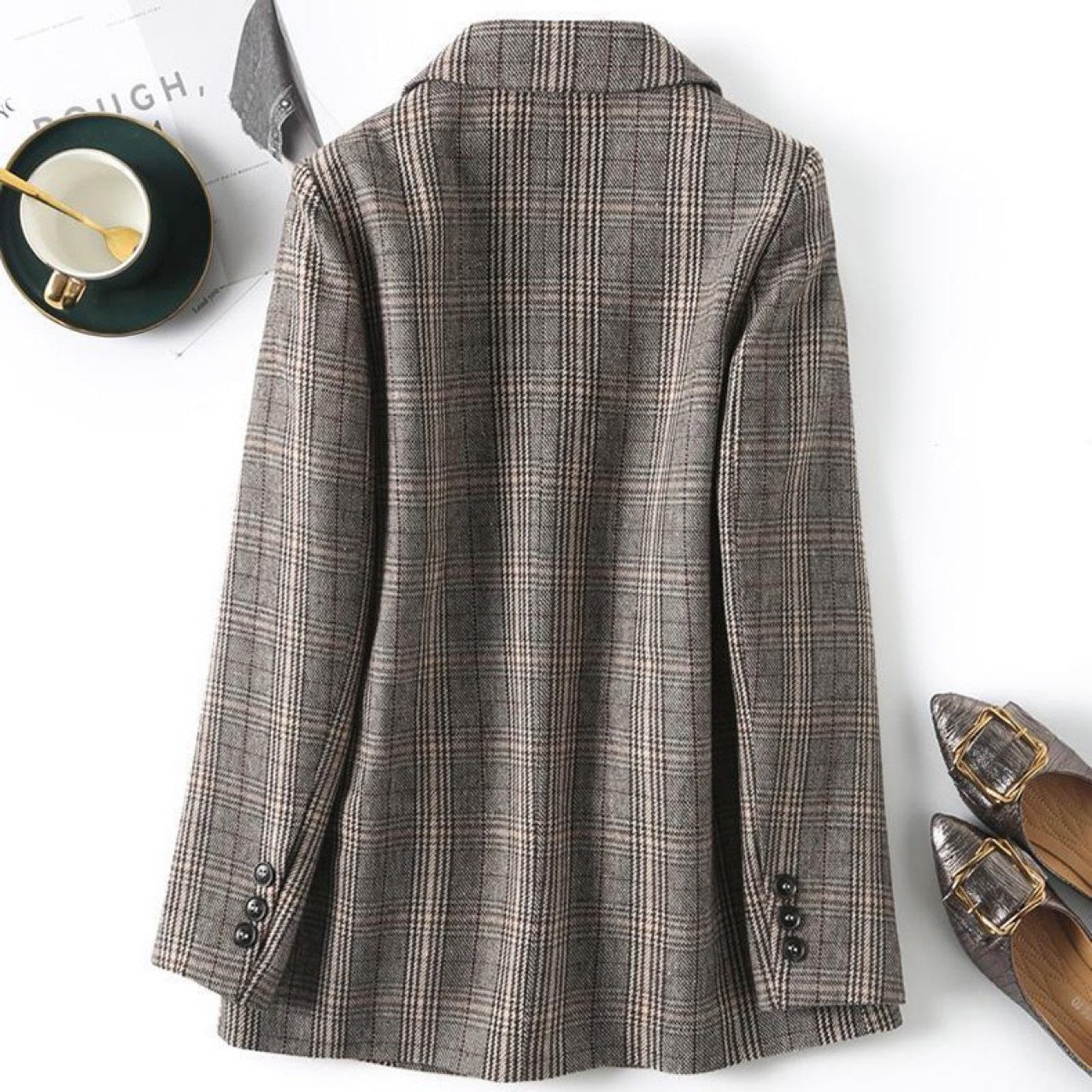 Plaid Small Suit for Women 2025 Spring and Autumn New Versatile British Style Spring and Autumn Loose Trendy Mom Casual Suit Jacket for Women