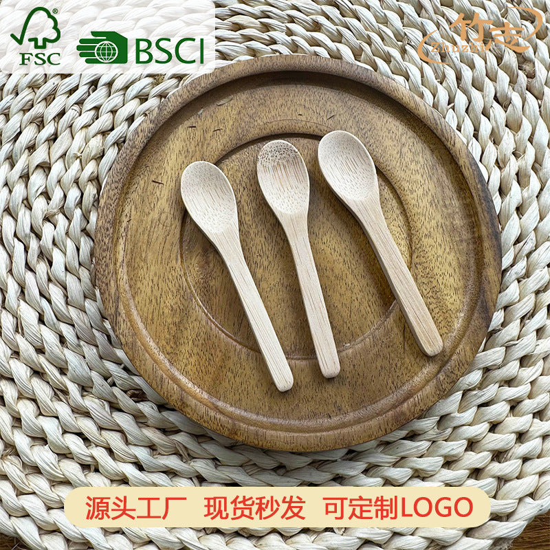 In-Stock Bamboo Small Spoons, Baby Rice Spoons, Yogurt and Ice Cream Spoons, Mini Bamboo Spoons, Can Be Engraved with Logo