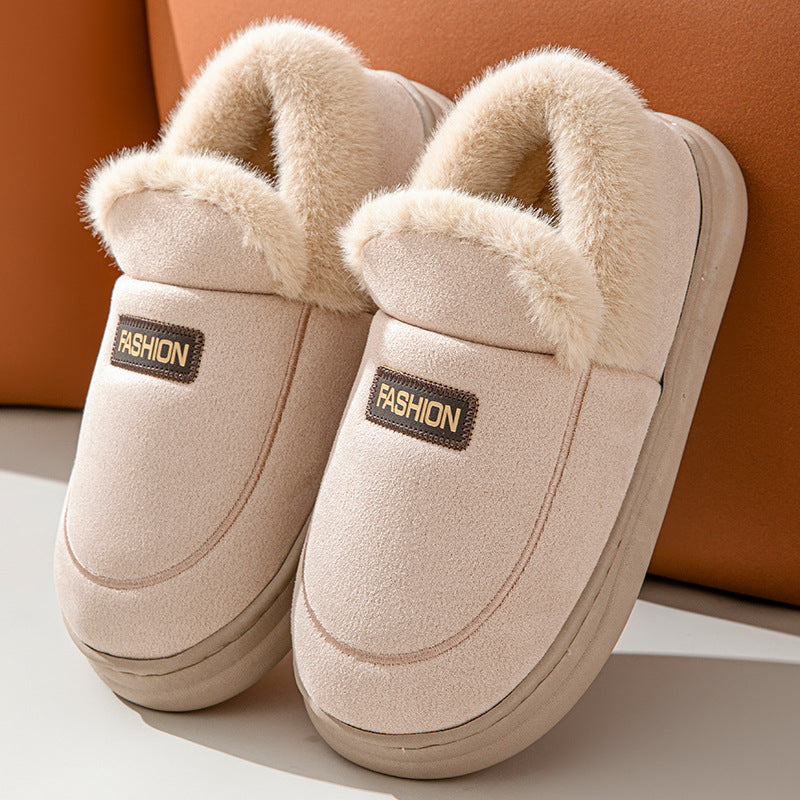 2024 cross-border foreign trade in stock old cotton shoes men and women winter wear bag heel fleece-lined indoor warm thick-soled cotton shoes men