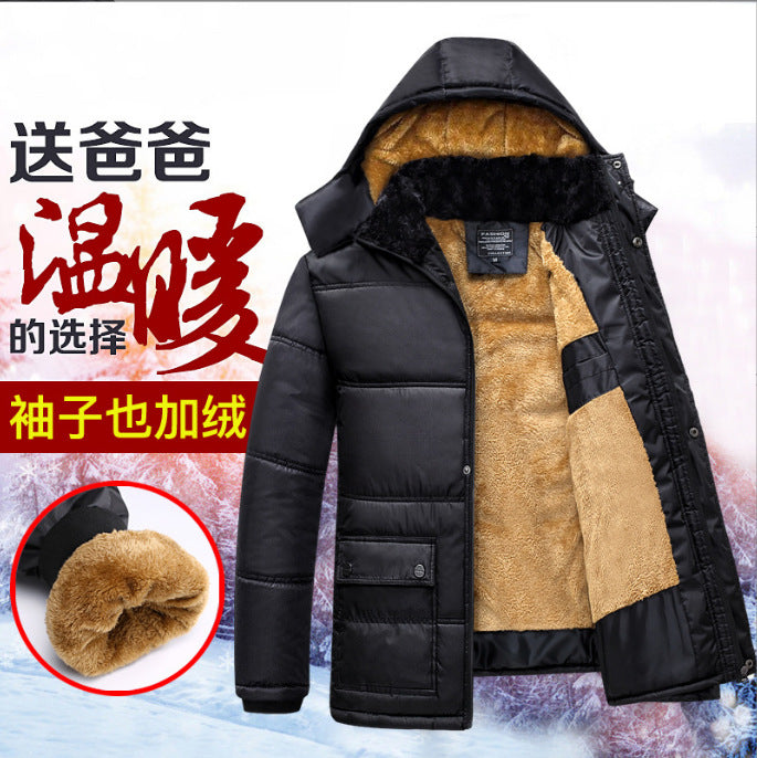 Cotton-padded coat for men 2019 new winter middle-aged and elderly warm cotton-padded coat fleece-lined thickened fashion dad wear wholesale