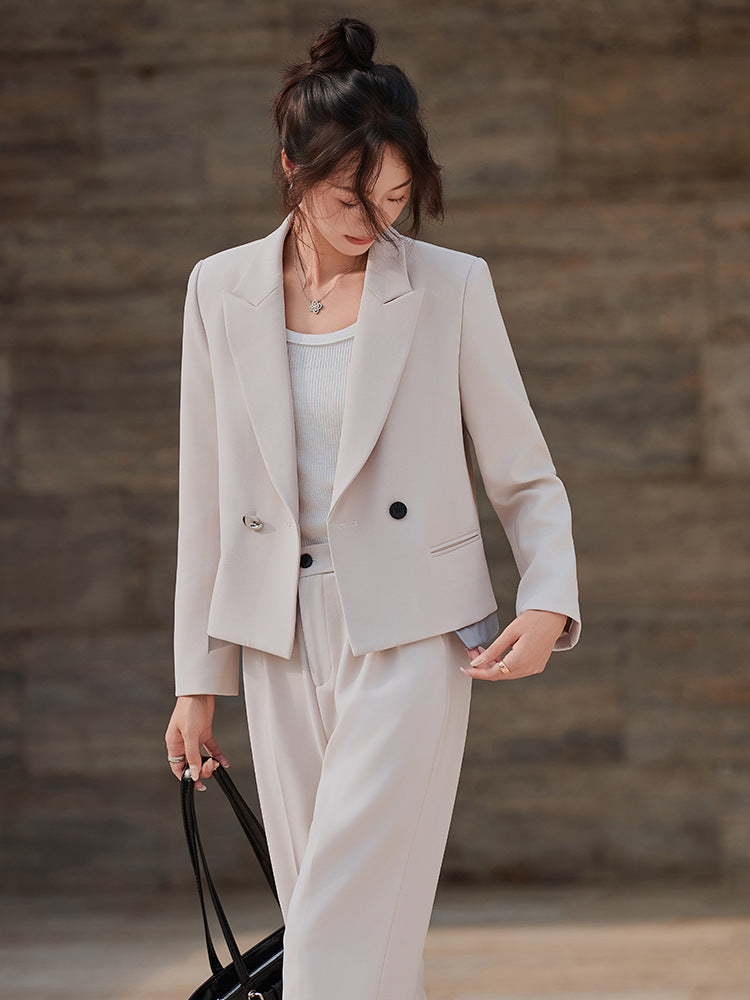 Cross-Border Gray Short Blazer for Women, New Spring and Autumn Style, Petite Professional Casual Workwear Suit
