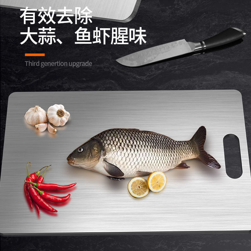Thickened Double-Sided 304 Stainless Steel Cutting Board, Large Cutting Board, Antibacterial and Mildew-Proof Household Vegetable and Fruit Cutting Board